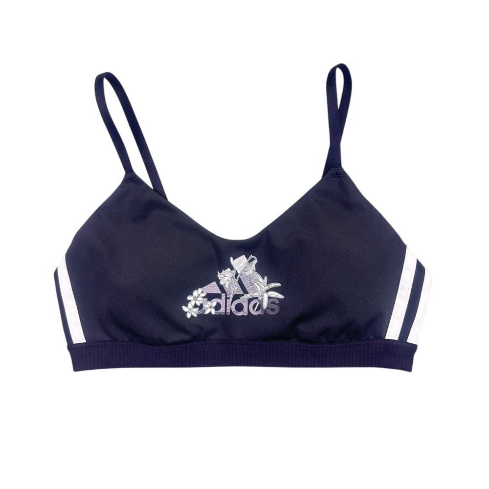Adidas Nini GFX Bralette Black Floral‎ Logo Sports Bra Small